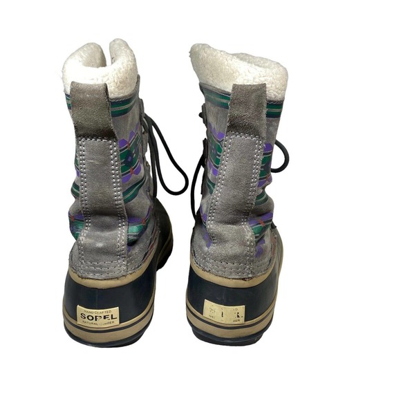 Sorel Duck Boots Women Aztec Winter Waterproof Lined Insulated Sz 10 Gray - Picture 7 of 11